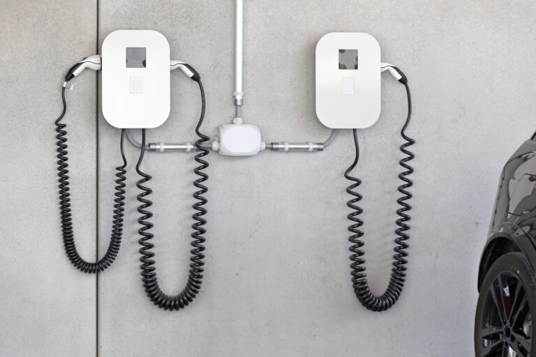 electric charger on a concrete wall