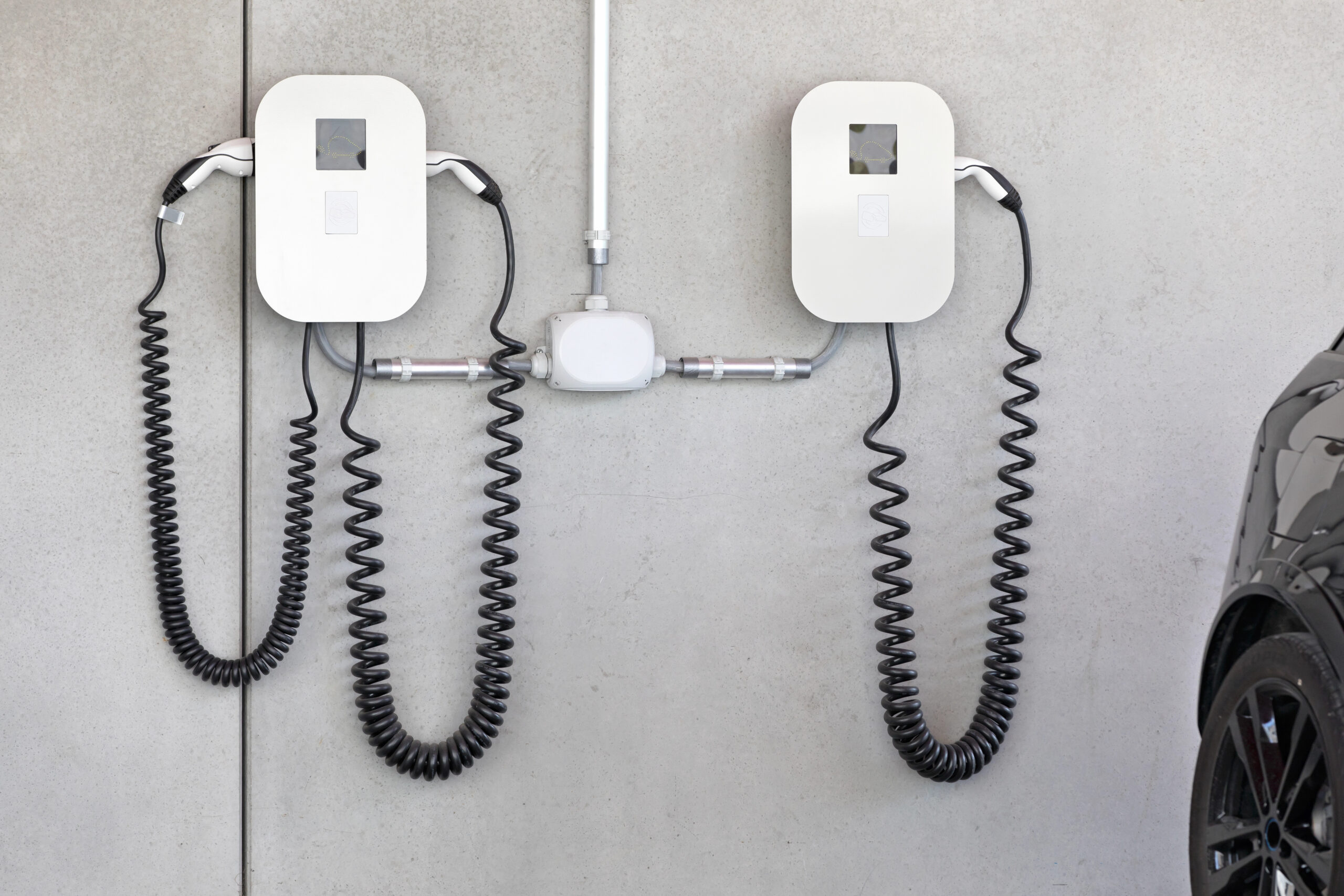 electric charger on a concrete wall